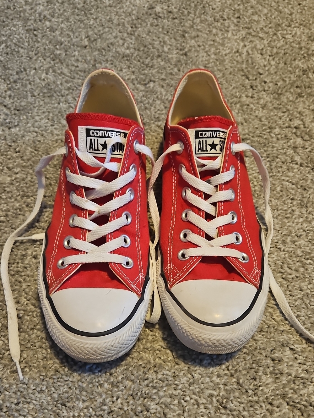 Converse Red Low Top Sneakers with White Laces